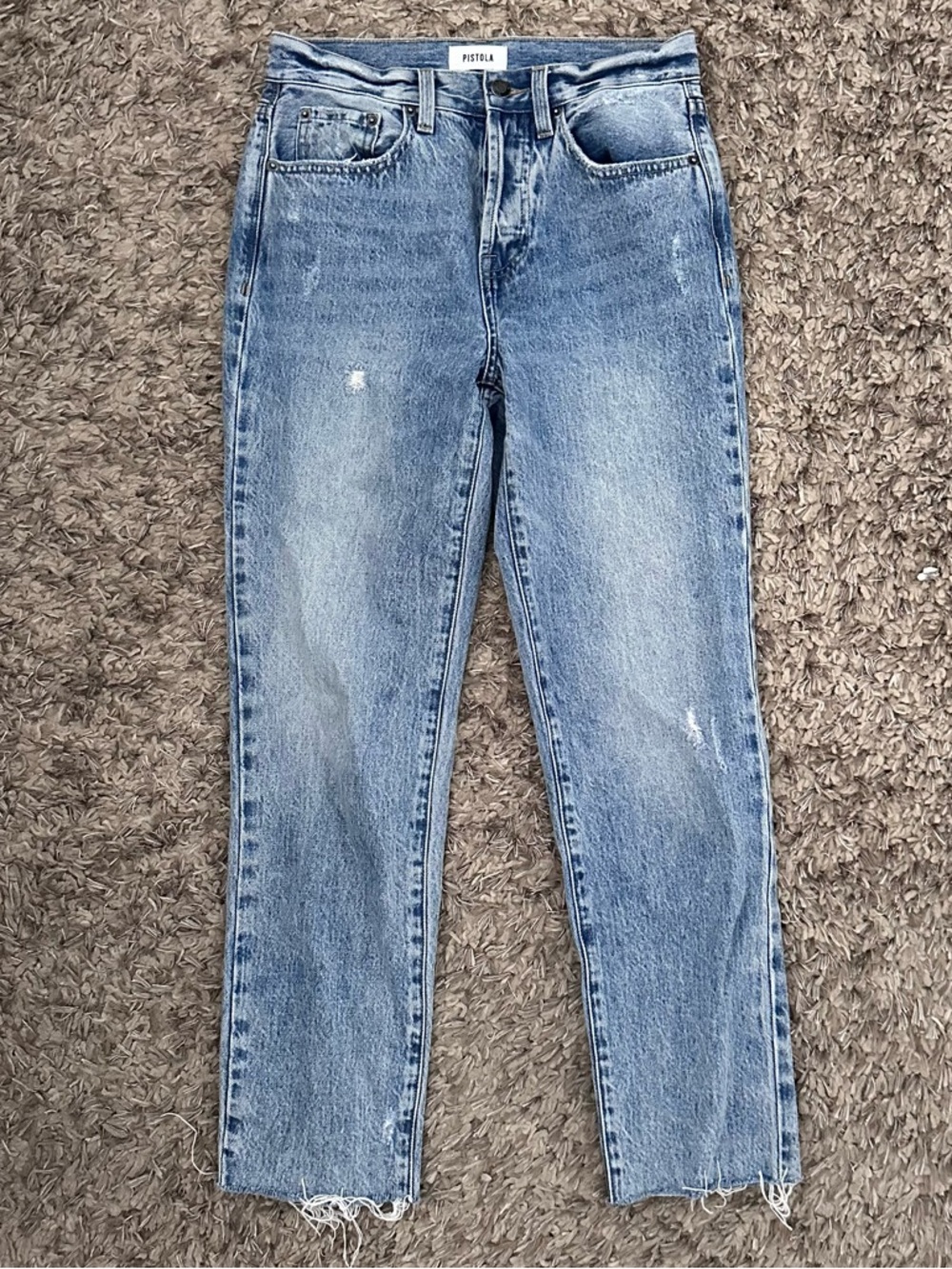 Pistola Charlie high rise classic straight blue jeans
